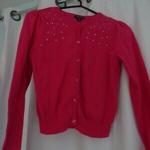 girls rhinestone bright pink mint condition cardigan